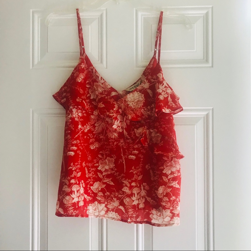 NWT Lucky Brand Red Spaghetti Strap Crop Top